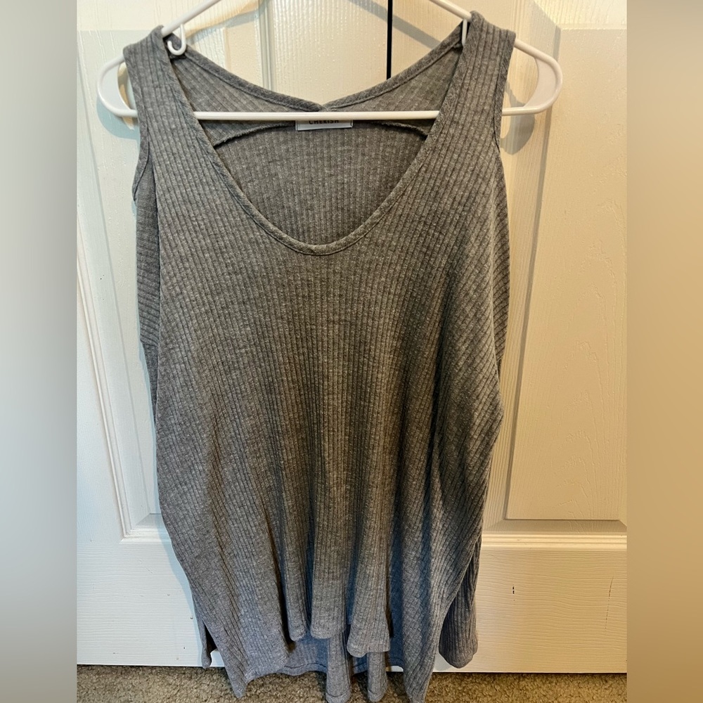 Gray cold shoulder top